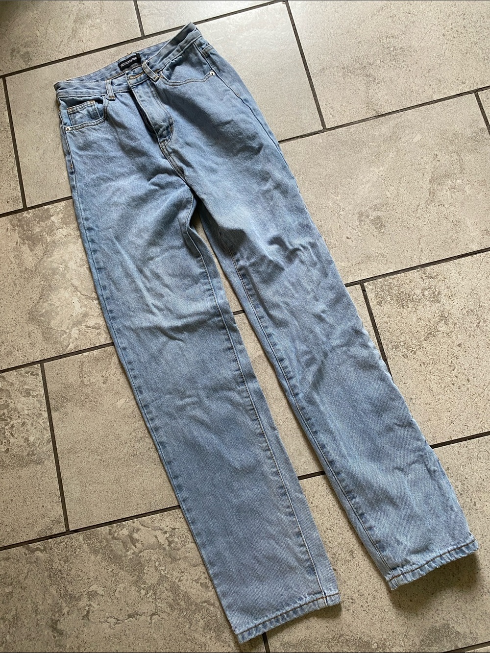 PrettyLittleThing Light Wash Blue Straight Leg Jeans
